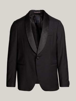 black shawl collar slim fit wool blazer for men tommy hilfiger