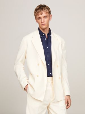 blazer croisé coupe standard à monogramme th white pour hommes tommy hilfiger