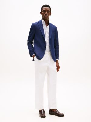 blazer doppiopetto in jersey blu da uomini tommy hilfiger