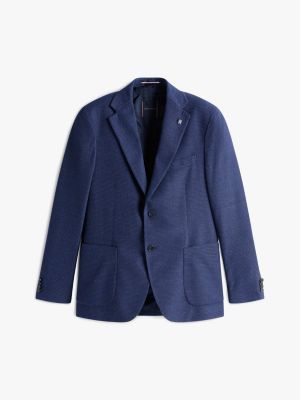 blazer doppiopetto in jersey blu da uomini tommy hilfiger