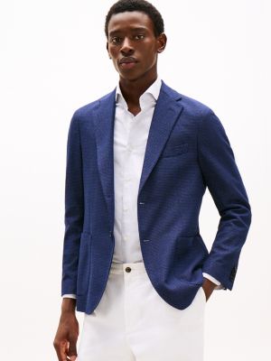 blazer doppiopetto in jersey blu da uomini tommy hilfiger