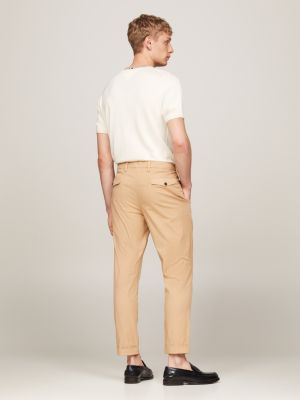 beige pleated regular fit formal trousers for men tommy hilfiger