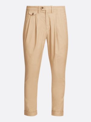 beige pleated regular fit formal trousers for men tommy hilfiger