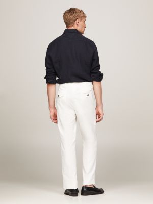 pantalón con cintura ajustable y raya marcada blanco de hombres tommy hilfiger