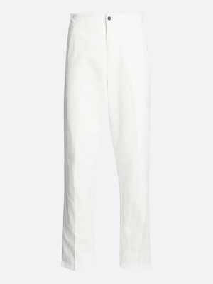 pantalón con cintura ajustable y raya marcada blanco de hombres tommy hilfiger