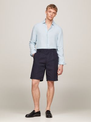 short coupe standard léger à pinces bleu pour hommes tommy hilfiger