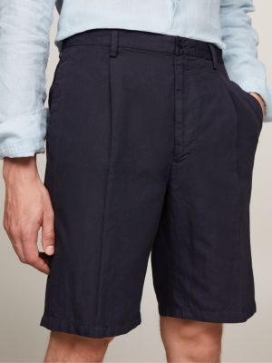 blue leichtgewichtige regular fit bügelfalten-shorts für herren - tommy hilfiger