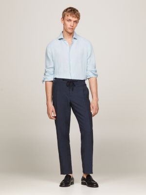 blue drawstring waist slim fit trousers for men tommy hilfiger