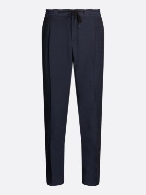 blue drawstring waist slim fit trousers for men tommy hilfiger