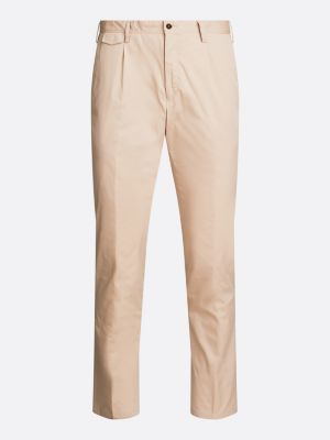 pantalon slim en popeline beige pour hommes tommy hilfiger