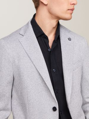 Puppytooth Check Jersey Slim Fit Blazer Grey Tommy Hilfiger