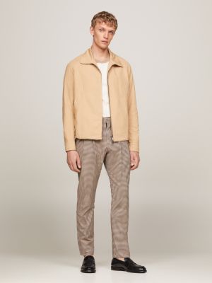 veste zippée à col beige pour hommes tommy hilfiger