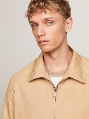 veste zippée à col beige pour hommes tommy hilfiger