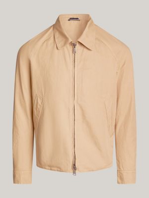 veste zippée à col beige pour hommes tommy hilfiger