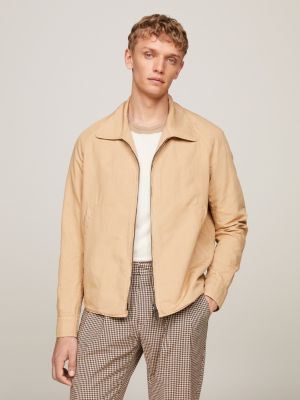 veste zippée à col beige pour hommes tommy hilfiger