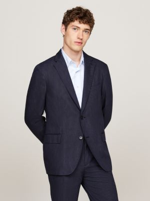 blue micro pinstripe single breasted two-piece suit for men tommy hilfiger