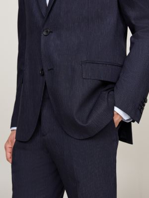 blue micro pinstripe single breasted two-piece suit for men tommy hilfiger