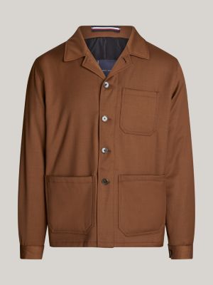 chaqueta acolchada estilo worker marrón de hombres tommy hilfiger