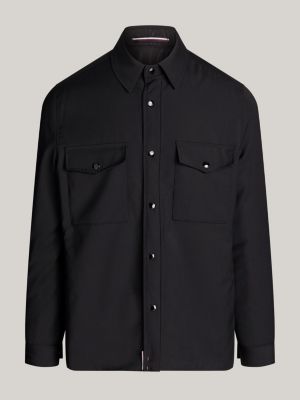 giacca camicia imbottita nero da uomini tommy hilfiger