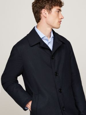 blue padded patch pocket flannel coat for men tommy hilfiger