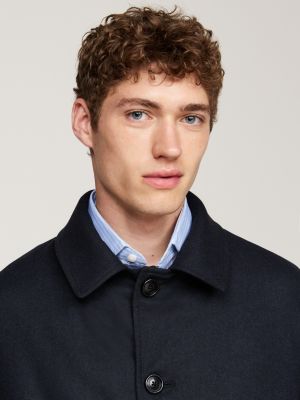 blau wattierter mantel aus flanell für herren - tommy hilfiger