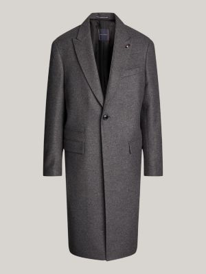 grey peak lapel military coat for men tommy hilfiger