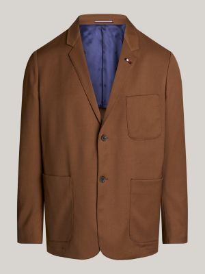 blazer slim fit con tasche applicate marrone da uomini tommy hilfiger