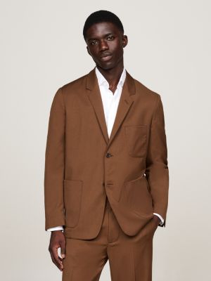 blazer slim fit con tasche applicate brown da uomini tommy hilfiger