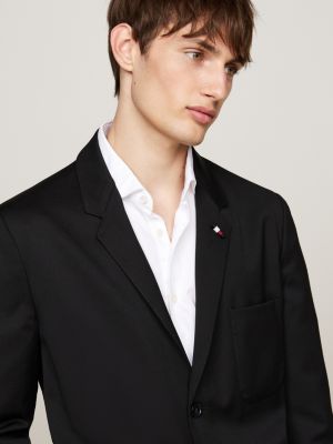 americana con bolsillo de parche y corte slim negro de hombres tommy hilfiger