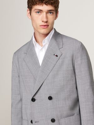 grey double breasted blazer for men tommy hilfiger