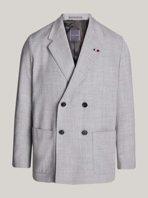 grey double breasted blazer for men tommy hilfiger