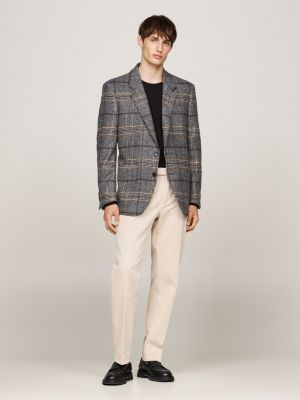 blazer a quadri windowpane grigio da uomini tommy hilfiger