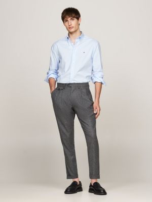 pantaloni in flanella con orli risvoltati grigio da uomini tommy hilfiger