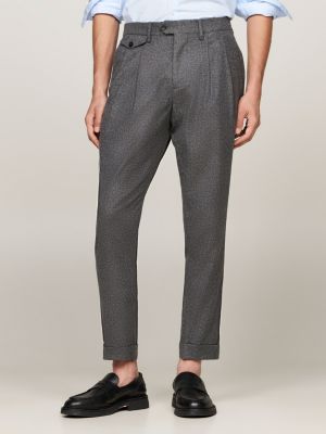 pantaloni in flanella con orli risvoltati grey da uomini tommy hilfiger