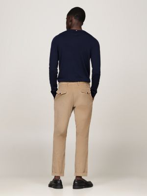 pantalón de traje de pana beige de hombres tommy hilfiger