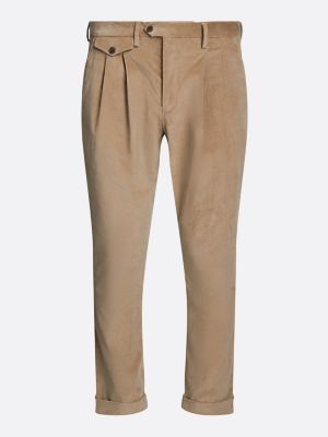 pantalón de traje de pana beige de hombres tommy hilfiger