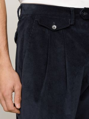 pantaloni formali in velluto a coste blu da uomini tommy hilfiger