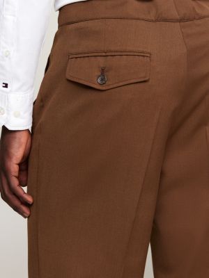 brown adjustable waist trousers for men tommy hilfiger