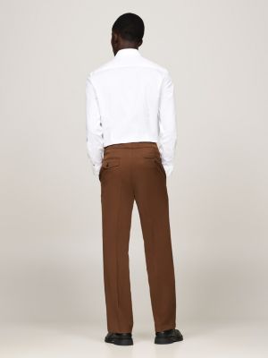 brown adjustable waist trousers for men tommy hilfiger