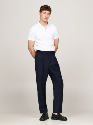 blue tailored pleated leg trousers for men tommy hilfiger
