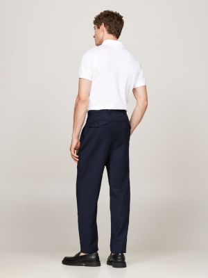 blue tailored pleated leg trousers for men tommy hilfiger