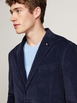 completo slim fit in velluto effetto sbiadito blu da uomini tommy hilfiger