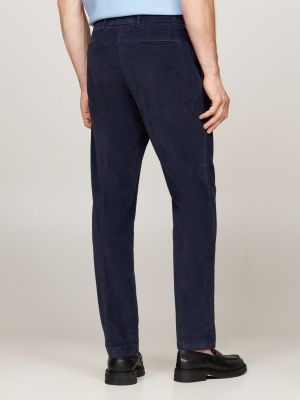 completo slim fit in velluto effetto sbiadito blu da uomini tommy hilfiger