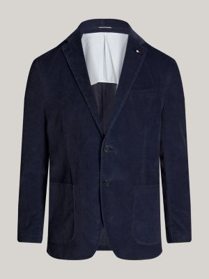 completo slim fit in velluto effetto sbiadito blu da uomini tommy hilfiger