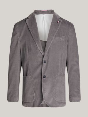 grey washed velvet slim fit two-piece suit for men tommy hilfiger