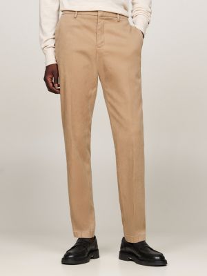 beige washed slim fit two-piece suit for men tommy hilfiger