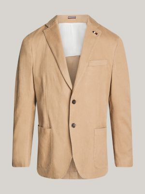 beige washed slim fit two-piece suit for men tommy hilfiger