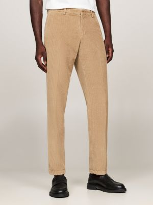 completo slim fit in velluto a coste beige da uomini tommy hilfiger