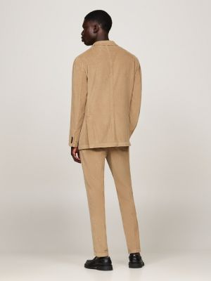 completo slim fit in velluto a coste beige da uomini tommy hilfiger