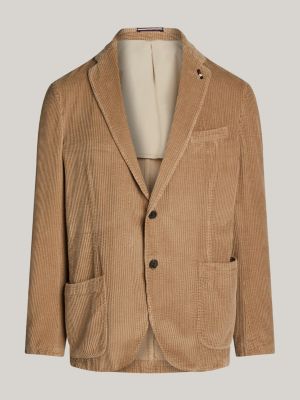 completo slim fit in velluto a coste beige da uomini tommy hilfiger